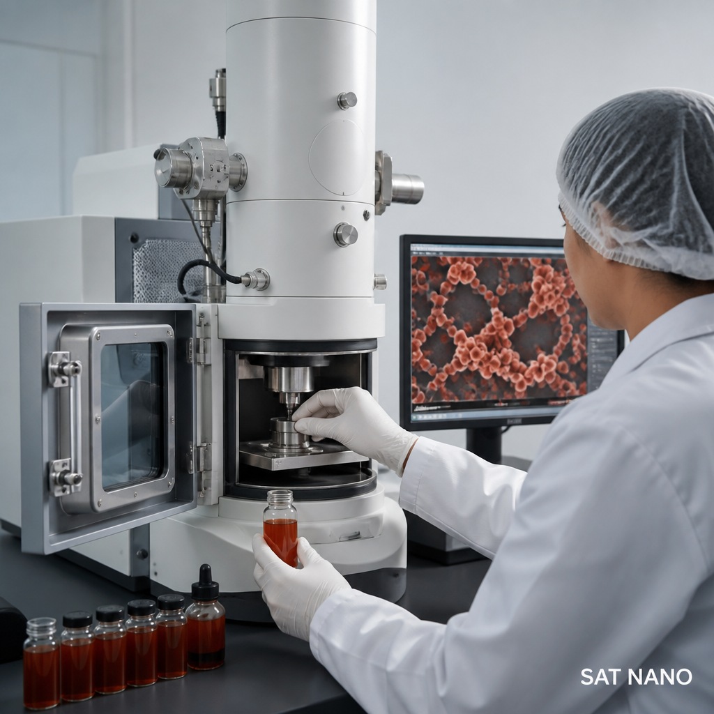 Dispersão de Nanopó de Fe₂O₃ (Óxido de Ferro (III)) e Observação por Microscopia Eletrônica - Protocolo Operacional