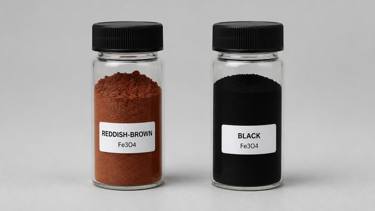 Nanopó de Fe₃O₄ marrom-avermelhado vs. preto para aplicações em baterias de íons de lítio